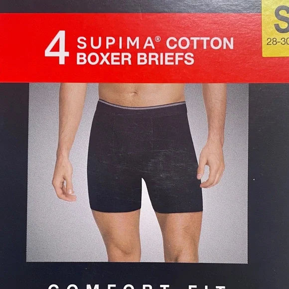 Kirkland Signature Supima Cotton Boxer Briefs - Black 4-pack Size Small - Picture 2 of 7